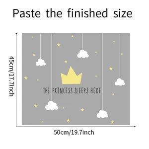 Princess sleeps here wall sticker size guide 50cm x 45cm for kids bedroom decor