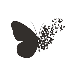 Artistic black butterfly wall sticker with silhouette design for home and office decor