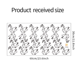 Detail showing 24 geometric origami swan wall stickers layout on 60x30cm sheet