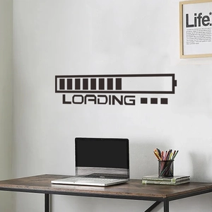 Creative LOADING battery progress bar wall decal for modern office and study decor