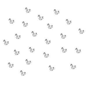 Minimalist black origami crane wall stickers with geometric swan patterns for home decor