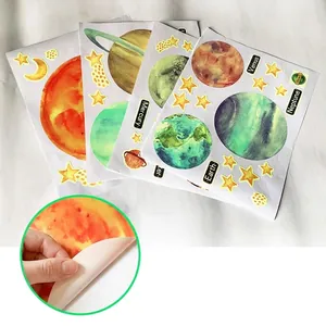 Solar system planet stickers set with 4 sheets for children wall decor with adhesive back