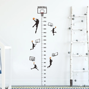 Basketball silhouette height chart wall sticker measuring up to 180cm for kids room
