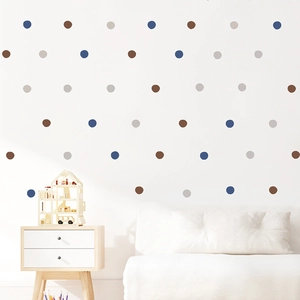 Modern Morandi polka dot wall stickers for bedroom decor in blue, brown, and grey tones