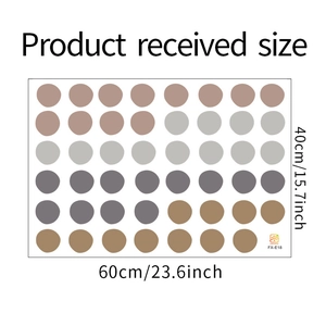 Flat lay of Morandi dot wall stickers sheet with detailed size 60x40cm measurements