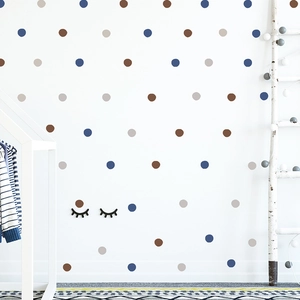 Morandi color dot wall stickers with eyelash decals for modern bedroom home decoration