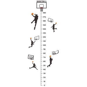 Basketball theme height chart wall sticker measuring 0-180cm for kids room decoration