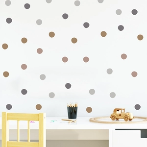 Morandi color dot wall stickers for minimalist bedroom decor with earthy circle patterns