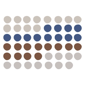 Morandi color dot wall stickers for bedroom featuring beige, blue, and brown circular decals