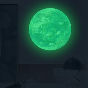 30cm luminous green earth wall sticker showing glowing planet map for kids room decor