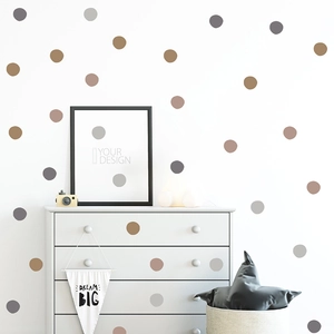 Morandi color circle wall stickers in neutral tones for nursery room wall decor