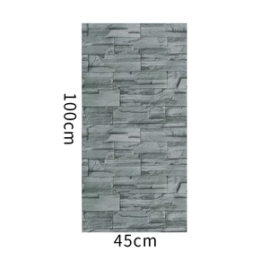 Detailed 100cmx45cm grey 3D stone brick wallpaper with realistic slate rock texture