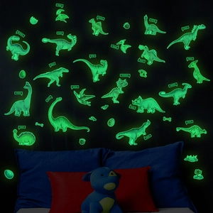 Glow In The Dark Dinosaur Wall Stickers For Kids Room Decor Luminous Dinosaur Wall Decals Removable PVC Fluorescent Wall Stickers