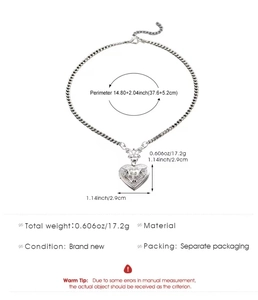 Silver vintage heart locket necklace specifications showing dimensions 2.9x2.9cm and weight