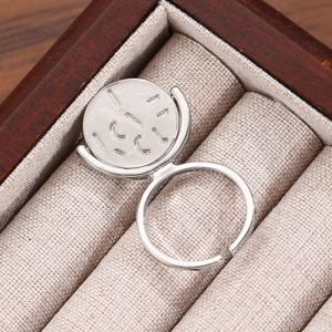Anello vintage in argento con sole e luna rotanti e incisione I LOVE YOU regolabile