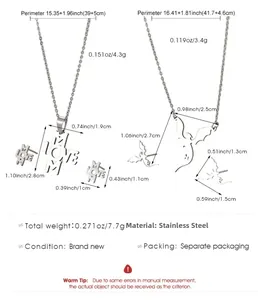 Detailed size specifications for stainless steel dragon and MOM necklace and earring sets