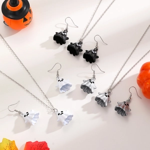 Parure bijoux Halloween fantôme bohème avec colliers et boucles d'oreilles assortis