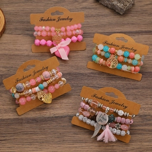 Bohemian meerlaagse kralenarmbanden met levensboom hangers en kleurrijke hars kralen set