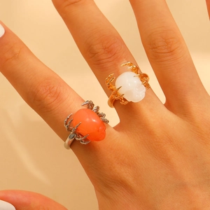 Gothic punk schedelringen met klauwzettingen in goud-wit en zilver-oranje opties