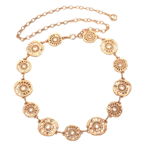 Detailansicht der böhmischen Gold-Metall-Taillenkette mit geprägten Blumenmustern