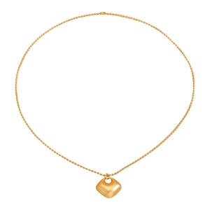 Collier minimaliste en chaîne à billes dorées avec pendentif carré géométrique brossé