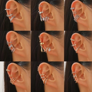 Orecchini A Polsino Geometrici In Rame Alla Moda Per Donna Placcati In Oro E Argento Zirconia Cubica Clip Senza Foro Gioielli