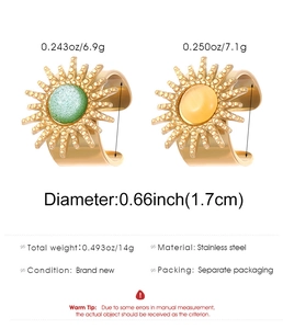Detaillierte Größentabelle für 18k Gold Edelstahl Sonnenblume Ring mit Gewicht und Material