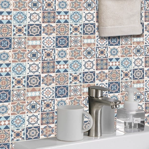 Vintage Geometrico Modello Piastrelle Adesivi Impermeabile PVC Autoadesivo Parete Decalcomanie per Cucina Bagno Casa Decorazione