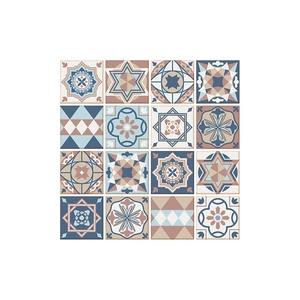 Set di 16 adesivi murali vintage stile marocchino con motivi geometrici in toni Morandi