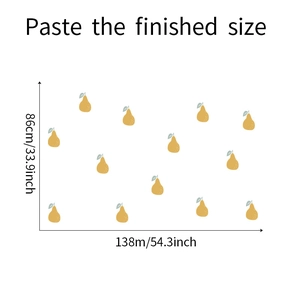 Detailed dimension guide for cute yellow pear wall decals in nursery and kids room decor