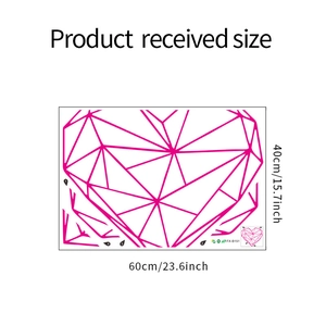 Size chart showing dimensions of 60x40cm for geometric rose red heart wall sticker