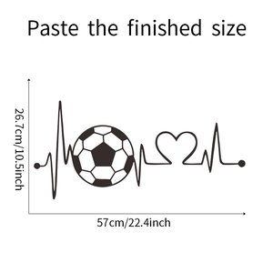 Détail du sticker mural foot et rythme cardiaque avec dimensions finales de 57cm x 26.7cm