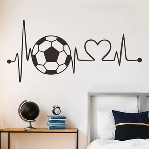 Sticker Mural PVC Moderne Battement de Coeur Football ECG Sport Coeur Décalcomanie Amovible DIY Décoration Murale Maison
