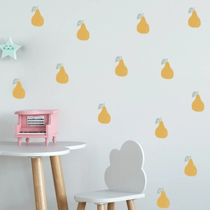 Cute yellow pear cartoon wall stickers for nursery or children's room decoration