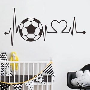 Sticker mural foot battement de coeur noir pour chambre garçon et décoration sportive