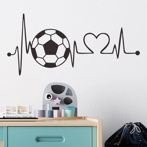 Sticker mural minimaliste football et rythme cardiaque pour chambre de garçon