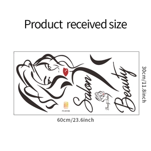 Detailed dimensions of the Salon Beauty wall sticker with a minimalist female profile