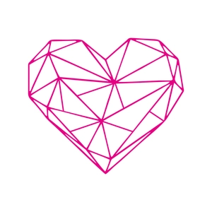 Modern geometric low-poly rose red heart wall sticker for girl bedroom decoration