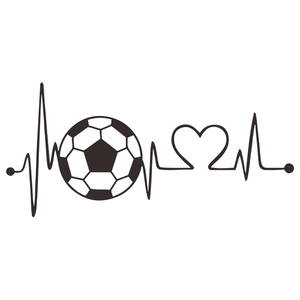 Sticker mural de football avec ligne de battement de cœur et ballon pour déco de chambre
