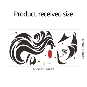Detail view of DIY wall sticker parts with black silhouette and red lips for bedroom decor