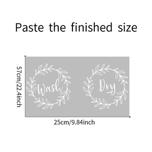 Detailed size schematic for Wash and Dry floral wall stickers measuring 57cm by 25cm