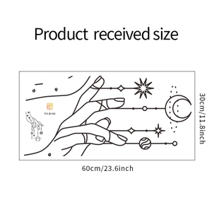 Detailed sheet showing star and moon wall decal dimensions and application layout FX-B166
