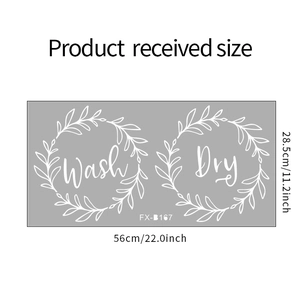 Detail view of Wash Day wall stickers with olive branch wreath and 56x28.5cm dimensions