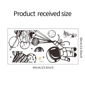 Detailed size chart for astronaut and planet themed wall stickers 60cm by 30cm