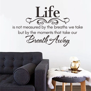 Inspirational Life quote wall decal with elegant scroll pattern for home decor