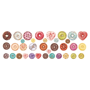 Cartoon cute donut wall stickers for children bedroom window decor, colorful donut set