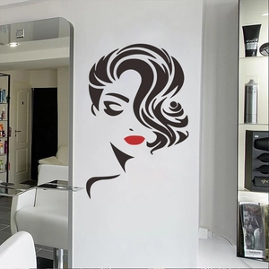 Creative sexy female silhouette wall sticker with red lips for bedroom and salon decoration