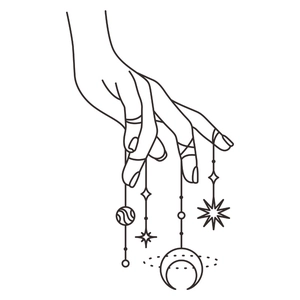 Minimalist hand holding celestial stars and moon wall sticker for bedroom and hallway