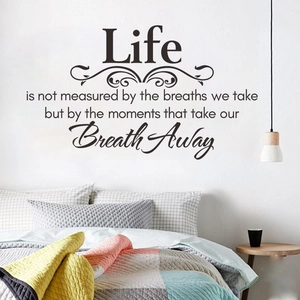 Inspirational Life quote wall decal in black vinyl for modern bedroom wall decoration