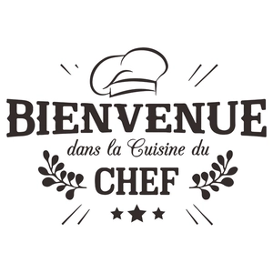 Elegant wall sticker with BIENVENUE CHEF French design for kitchen and entrance decoration